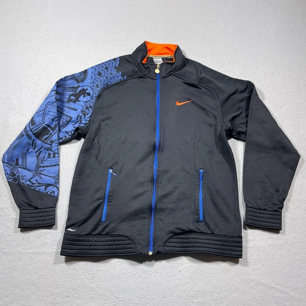 Vintage Nike Jacket Men's Large Basketball‎ Full Zip Warm Up Russia China US Y2K